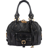 Chloé Studded Pebbled Leather Large Paddington Satchel Handbag