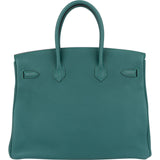 Hermès Malachite Togo Leather Palladium Birkin 35 Handbag