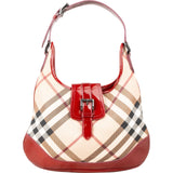 Burberry Nova-Check Monogram Patent Leather Brooke Hobo Shoulder Bag