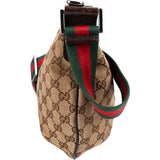 Gucci Monogram GG Canvas Web Strap Half Moon Crossbody Bag