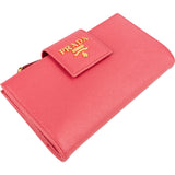 Prada Pink Saffiano Leather Clip Wallet