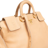 Prada Beige Deerskin Leather Cervo Vitello Daino Top Handle Hobo Handbag