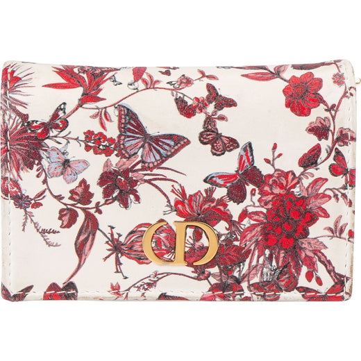 Christian Dior Monogram Floral Saddle Flap Mini Wallet