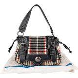 Burberry Blue Label Woven Plaid Monogram Drawstring Shoulder Bag