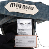 Miu Miu Blue Denim Embroidered Emblem Bralette Top (IT 36)