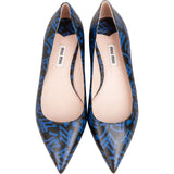 Miu Miu Music Note Pattern Bicolor Leather Pointed Toe Ballerina Flats (37)