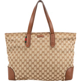 Gucci Monogram GG Canvas Web Tote Shoulder Bag