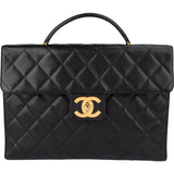 Chanel Quilted Caviar Leather 24K Top Handle Briefcase Handbag