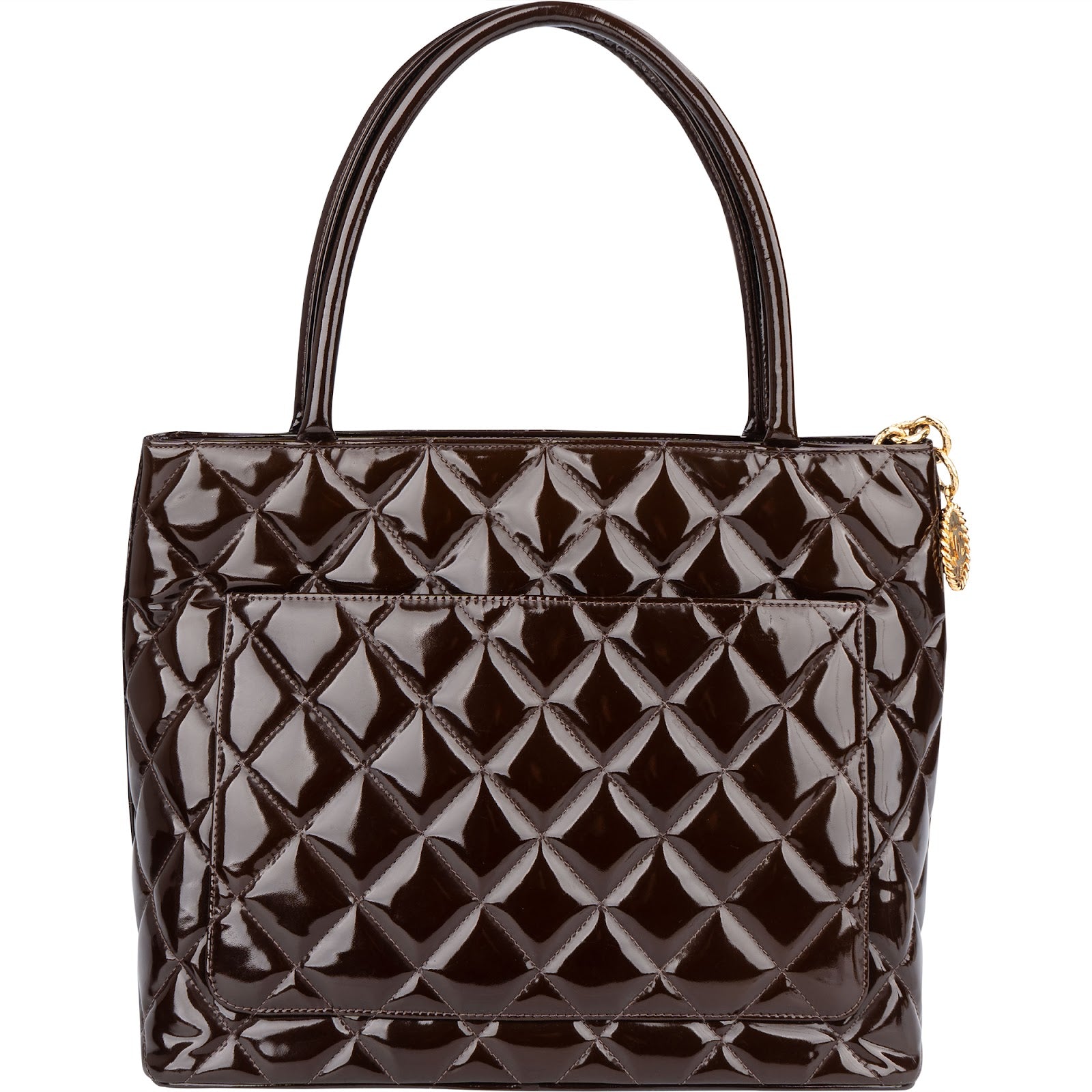 Chanel Quilted Patent Leather CC Medallion Handbag - vintageandkickz
