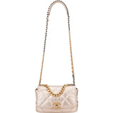 Chanel 19 Quilted Metallic Lambskin Chanel Single Flap Crossbody Bag