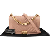 Chanel Chevron Lambskin New Medium Boy  Single Flap Crossbody Bag