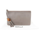 Gucci Grey Leather Bamboo Tassel Clutch