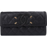 Chanel Quilted Caviar Leather CC Filigree Flap Wallet