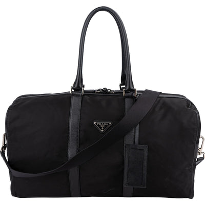 Prada Tessuto Nylon Saffiano Leather Duffle 50 Travel Bag
