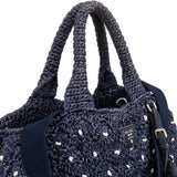 Prada Woven Raffia Polka-Dot Tote Shoulder Handbag