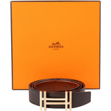 Hermès Brown Leather Perforated H Reversible Belt