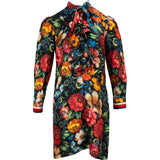 Gucci Multicolor Floral Print Silk Ruffle Bow Longsleeve Blouse Short Dress (IT40)