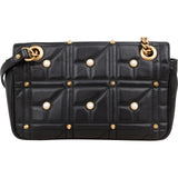Gucci Quilted Leather GG Marmont Pearly Studs Shoulder Crossbody Bag