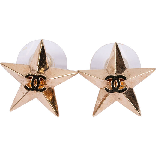 Chanel Gold CC Star Stud Earrings A17C