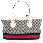 Gucci Monogram GG Canvas Sherry Line White Tote Shoulder Bag - vintageandkickz