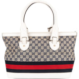 Gucci Monogram GG Canvas Sherry Line White Tote Shoulder Bag - vintageandkickz