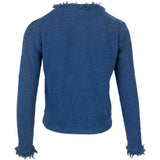 Prada Blue Frayed Trim Cotton Cropped Jacket (IT 40)