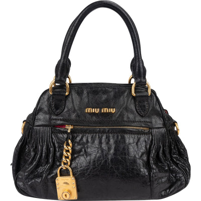 Miu Miu Vitello Lux Small Padlock Handbag