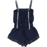 Louis Vuitton Navy Silk Embellished Studded Jumpsuit (IT34 / DE32)