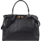 Fendi Black Leather Peekaboo Regular Handbag