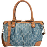 Gucci Monogram Denim GG Sukey Satchel Handbag