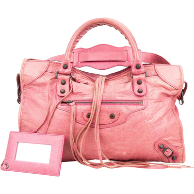 Balenciaga Pink Leather Classic City Handbag