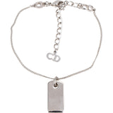 Christian Dior Silver Tone Crystal Pave Emblem Tag Bracelet