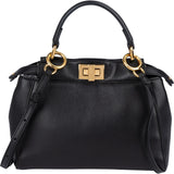 Fendi Black Leather Mini Peekaboo Handbag