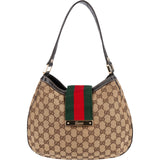 Gucci Monogram GG Canvas Sherry Line Web Stripe Hobo Shoulder Bag