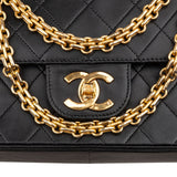 Chanel Quilted Lambskin 24K Gold Double Flap Shoulder Bag