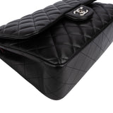 Chanel Quilted Lambskin Palladium Jumbo Double Flap Crossbody Bag