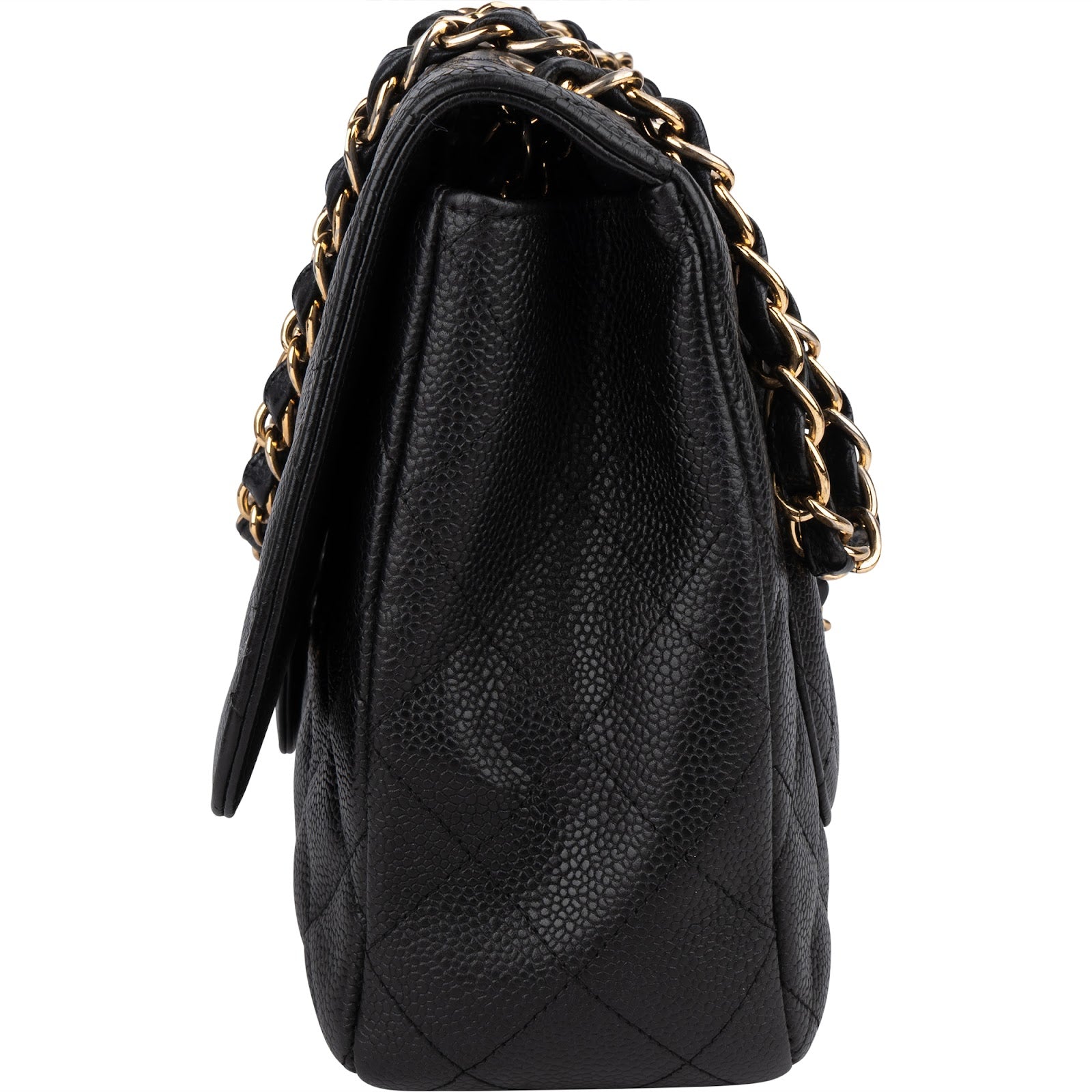 Chanel Quilted Caviar Leather Jumbo Single Flap Crossbody Bag - vintageandkickz