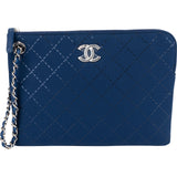 Chanel Monogram Stitching Nylon Mark Clutch