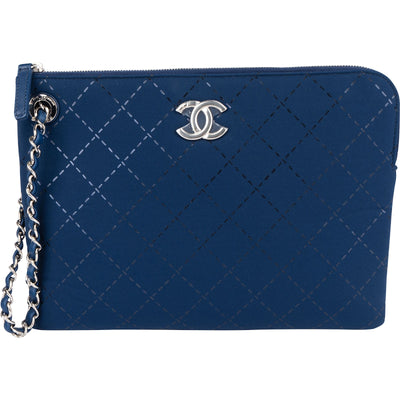 Chanel Monogram Stitching Nylon Mark Clutch