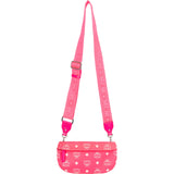 MCM Neon Pink Leather Visetos Belt Crossbody Bag