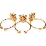 Gucci Gold Tone Crystal Crown Hearts Ring Set (#52-53)