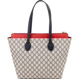 Gucci Blue Monogram GG Supreme Bicolor Leather Tote Shoulder Bag