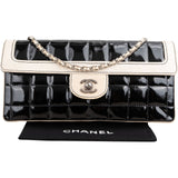 Chanel Quilted Patent Leather Chocolate Bar Single Flap Shoulder Bag