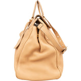 Prada Beige Deerskin Leather Cervo Vitello Daino Top Handle Hobo Handbag