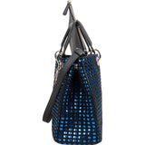 Christian Dior Blue Woven Embellished Tweed Patch Lady Dior Handbag