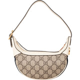Gucci Monogram GG Supreme Canvas Web Stripe Ophidia Half-Moon Mini Shoulder Bag