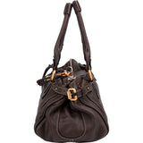Chloé Dark Brown Pebbled Leather Paddington Satchel Handbag