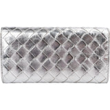 Bottega Veneta Metallic Intrecciato Leather Continental Wallet