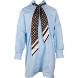 Louis Vuitton Monogram Tie Light Blue Longsleeve Blouse Shirt Baggy Dress (FR36)
