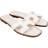 Hermès White Leather Oran Sandals (36)